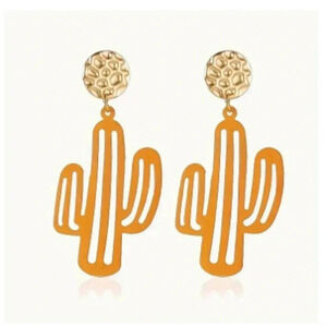 New - Cactus Earrings - orange and gold